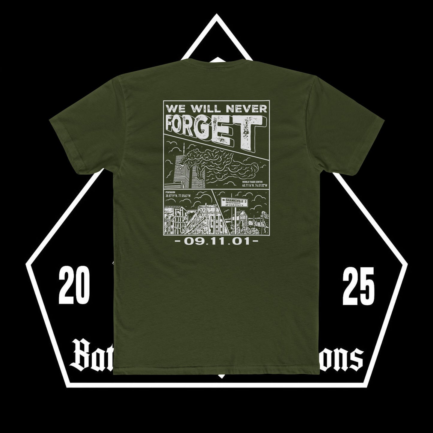 9/11 Memorial Cotton Crew Tee, Tribute Shirt, Grief Awareness, Remembrance Apparel, Comfortable Casual Wear, Gift for Patriots