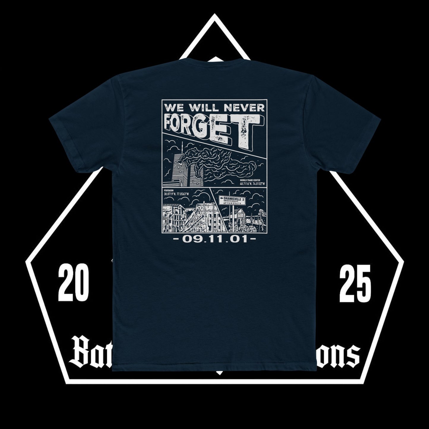 9/11 Memorial Cotton Crew Tee, Tribute Shirt, Grief Awareness, Remembrance Apparel, Comfortable Casual Wear, Gift for Patriots