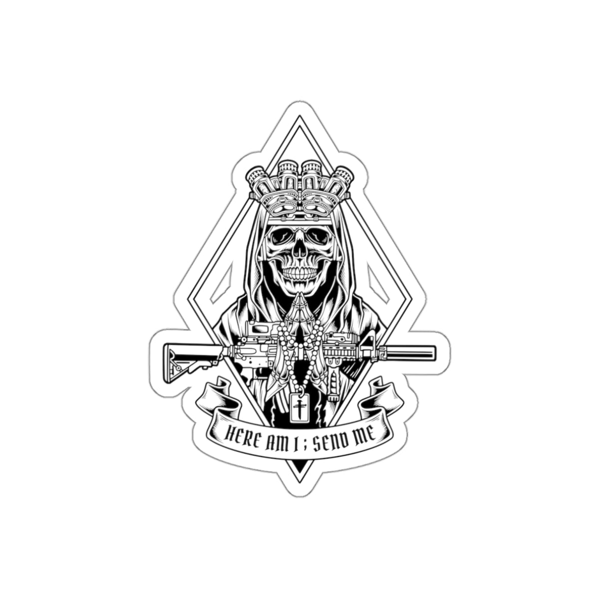 HERE I AM; SEND ME - BGS - DECAL - BLK/WHITE