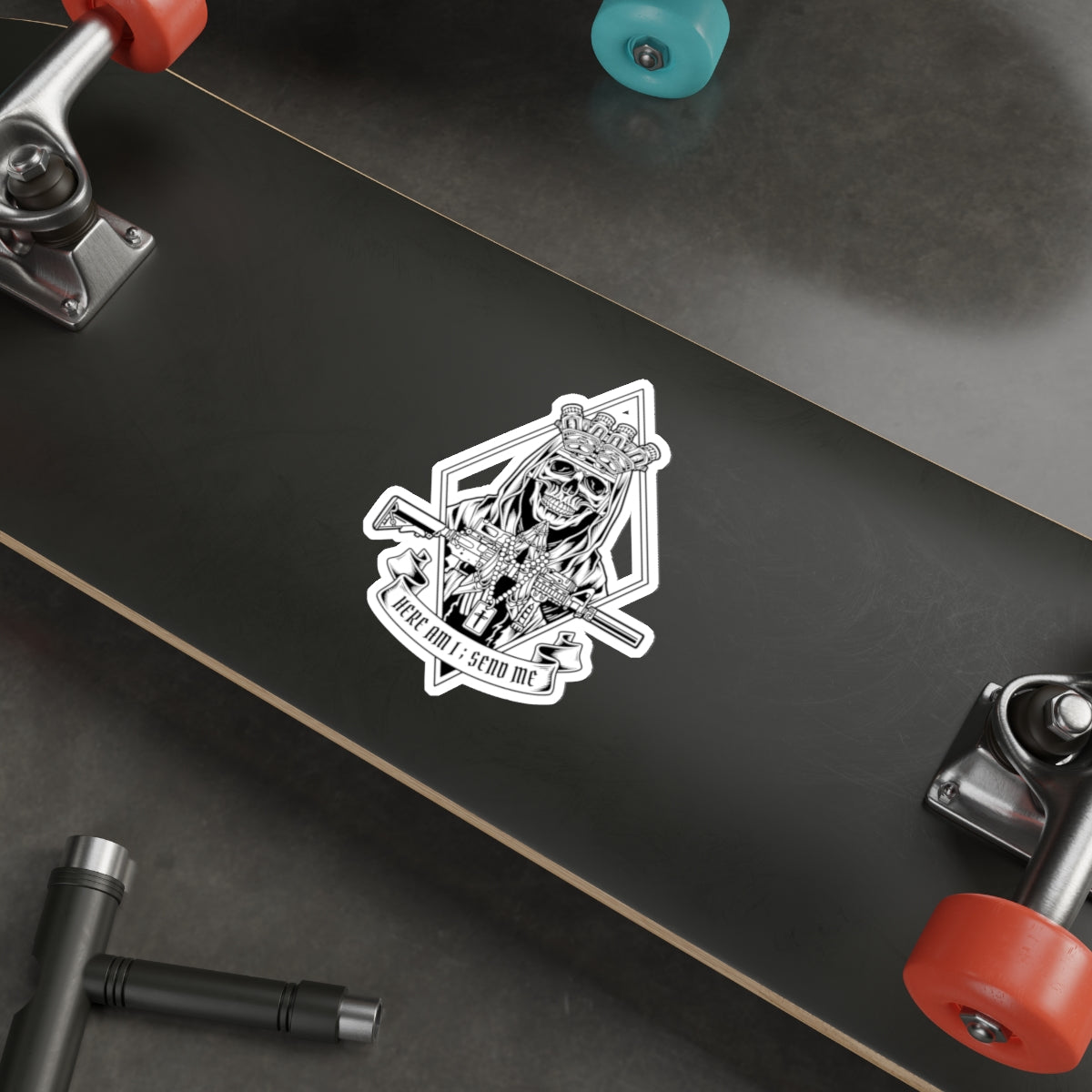 HERE I AM; SEND ME - BGS - DECAL - BLK/WHITE