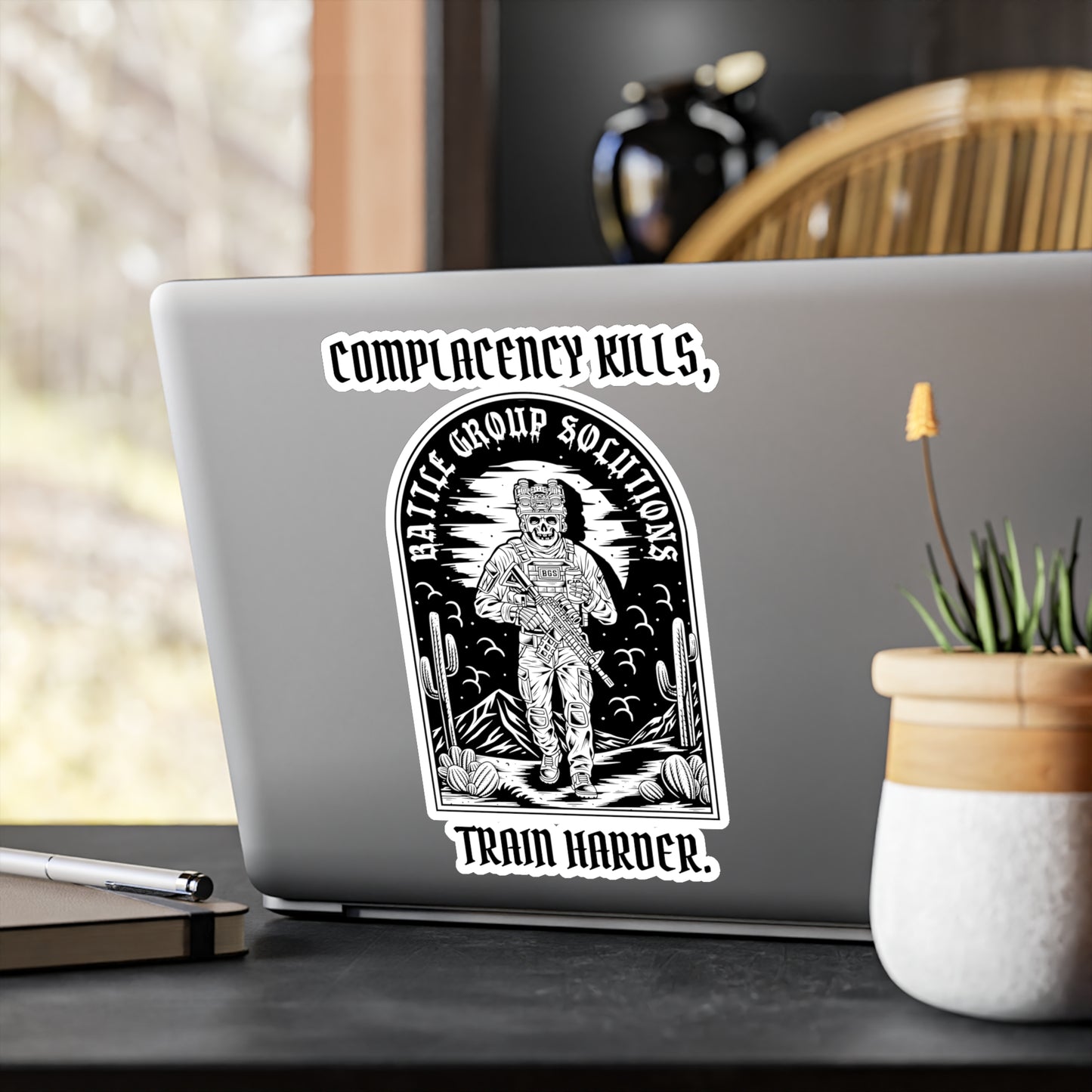 Battle Group Solutions Kiss-Cut Vinyl Decals - Complacency Kills, Train Harder, Motivational Stickers