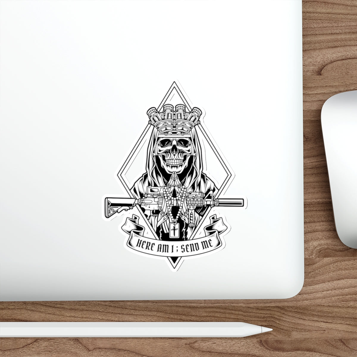 HERE I AM; SEND ME - BGS - DECAL - BLK/WHITE